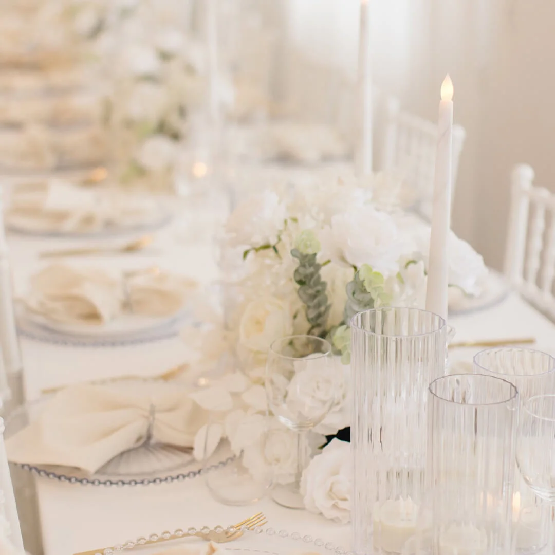 Elegante Tischdekoration für eine Feier bei E|S Event